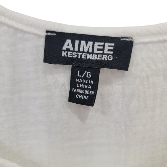 Aimee Kestenberg White Gauzy Waffle-knit Loungewear Cover-up Dress Women’s L - Picture 11 of 16